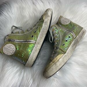 Golden Goose Deluxe Francy High Top Sequin Sneakers 37
